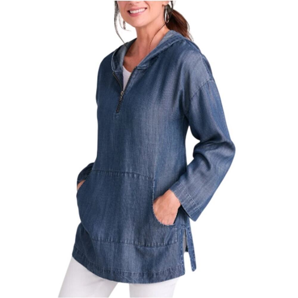 Soft Surroundings Midnight Wash Nantucket Tencel Tunic Top Petite Size PL
